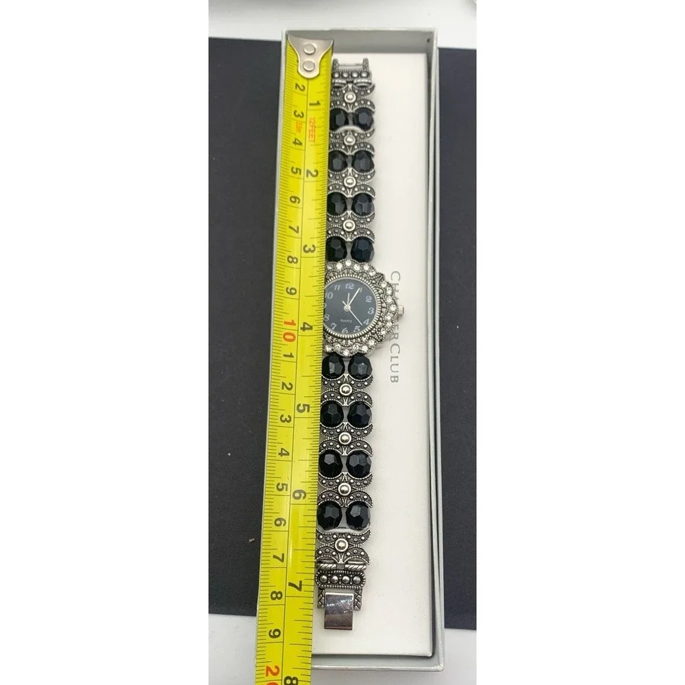 Charter Club Ornate Silver Tone Crystal & Rhinestone Bracelet Watch Need Battery